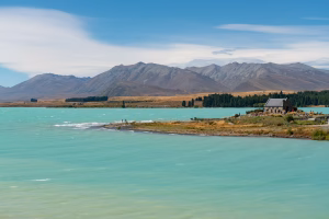 View over Lake Tekapo & its turquoise waters